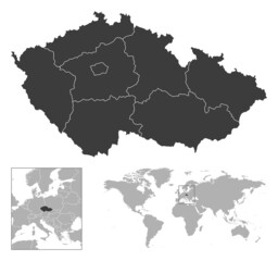 Czech Republic - detailed country outline and location on world map.