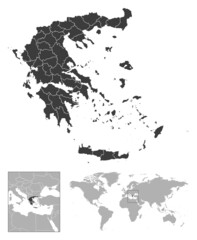 Greece - detailed country outline and location on world map.