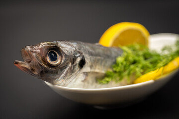 Meckerel fish on table plate presentation