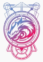 Dragon Logo Sacred Geometry Illustration