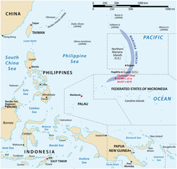 Position map of the Mariana Trench in Oceania