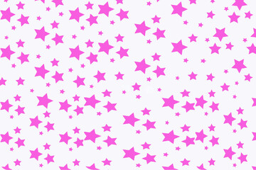 Pink stars of different sizes isolated on a white background,flat illustration