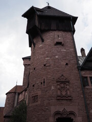 Tower of Koenigsbourg castle in Orschwiller town in France - vertical