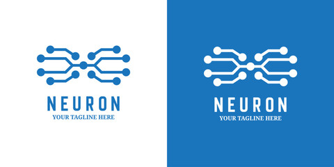 neuron logo, connected network icon, electronic line logo illustration for technology companies and brands