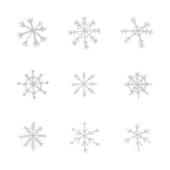 Hand drawn snowflake vector icon collection, snow symbol