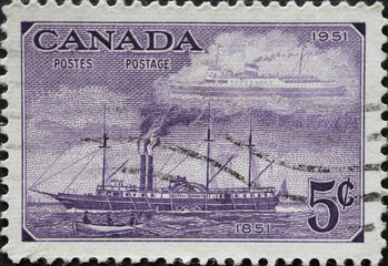 CANADA -CIRCA 1951: A postage stamp from Canada showing a passenger ship SS 