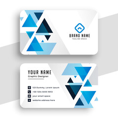 abstract triangle blue modern business card design