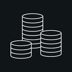 Coins stack vector illustration. Money stacked coins icon in flat style. Pile of coins outline icon
