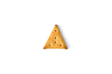 Salted cracker isolated on white background.