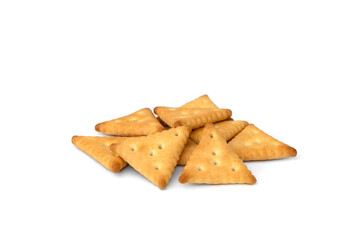 Pile of crackers isolated on white background.