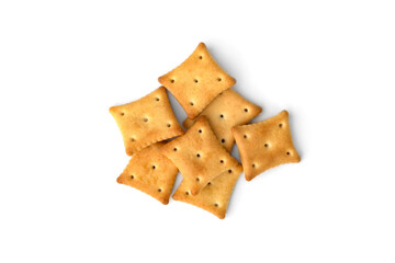 Pile of crackers isolated on white background.