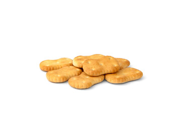 Pile of crackers isolated on white background.
