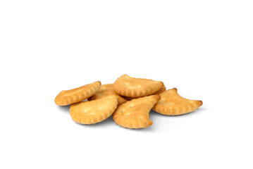 Pile of crackers isolated on white background.