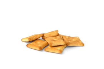 Pile of crackers isolated on white background.