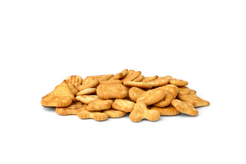Mixed crackers isolated on white background.