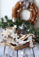 christmas wreath with candle and decorations