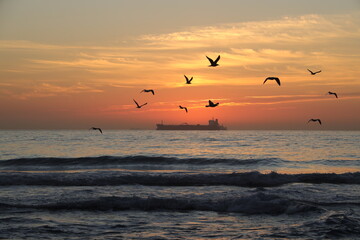 Sunrise on Mediterranean sea, view from Gibraltar.