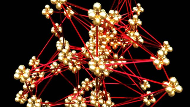 Golden Christmas particles morphing 3D animation with lights and shapes