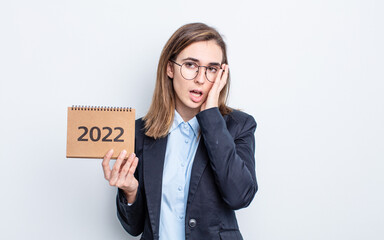 young pretty woman feeling bored, frustrated and sleepy after a tiresome. calendar concept
