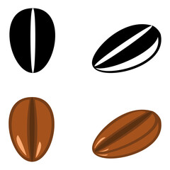 An outline jpeg illustration of coffee beans set isolated on transparent background. Designed in brown, black and white colors for web concepts, prints, templates