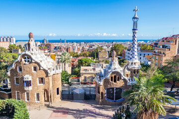 The famous Parc Güell designed by the architect Gaudí in the city of Barcelona.