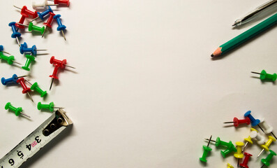 office supplies lie beautifully on a white background