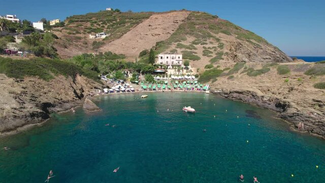 Aerial view. Bali village in Crete with its beautiful lagoons. Beautiful Mediterranean landscape.