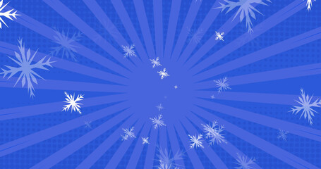 Fototapeta na wymiar Image of christmas snowflakes falling on blue background