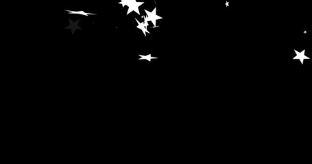 Image of christmas stars falling over black background