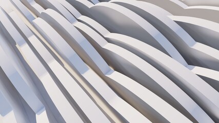 3d render futuristic architecture background white stripes of building facade