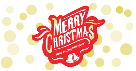 Image of merry christmas and happpy new year text over golden dots on white background