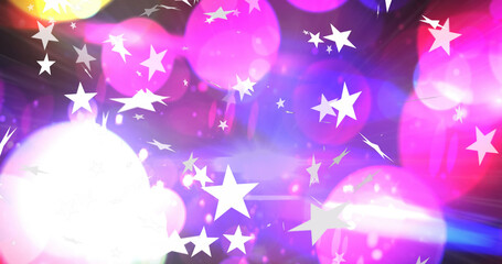 Fototapeta na wymiar Image of christmas stars falling over pink background