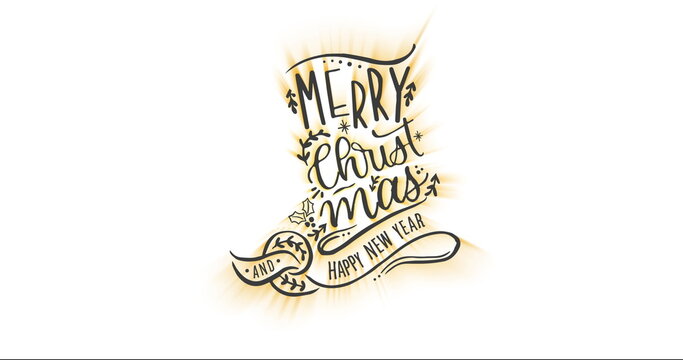Image of christmas greetings text in yellow and black letters on white background