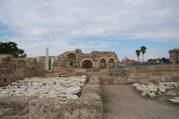 The stone arches of ancient Side  city Turkey
