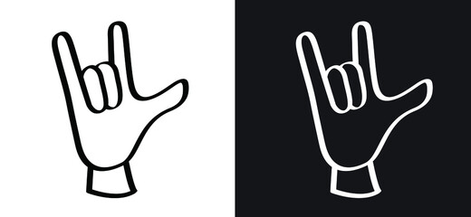 Cartoon, comic language sign i love you symbol or love me. Non verbal or manual communication, emotional heart month. Valentines ( valentine, valentine's ) day. Vector icon or pictogram.