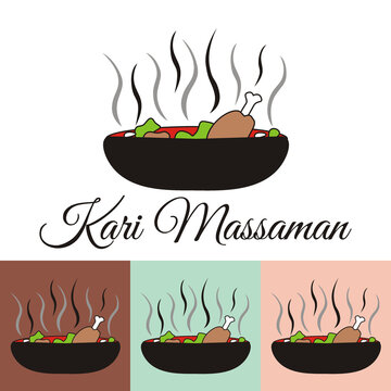 kari massaman logo vector illustration - thai traditional food culture