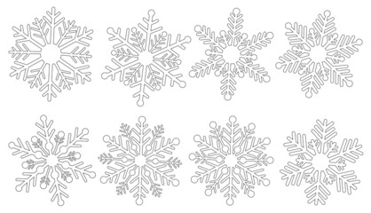 Set Snowflakes coloring vector illustration