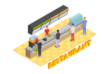 Fastfood Restaurant Counter Composition