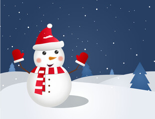 snowman in the snow, merry christmas and happy new year