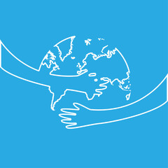 hand holding planet icon, nature protection, vector illustration
