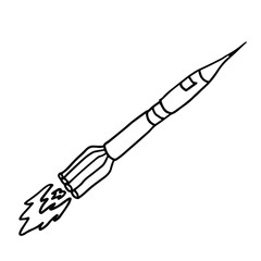 Rocket in doodle style. Isolated vector.