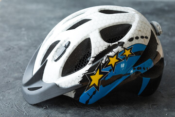Helmet for bicycle or bike sport. Head protection for road safety.