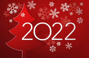 2022 New Year banner with red fir-tree