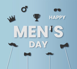 International Mens Day in paper cut style. For a poster or banner and greeting card.