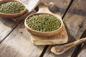 Mung bean seeds, Food ingredients in Asian cuisine and produce mung bean sprout