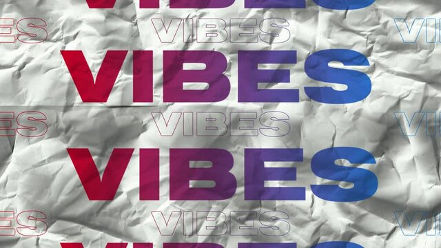 Animation of vibes text in repetition on white background