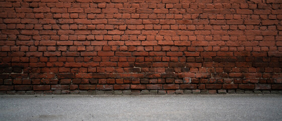 Brick texture, wall and ground. Photo background backdrop. outside
