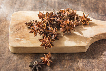 Star anise or chinese badiane spice or Illicium verum. Star anise
