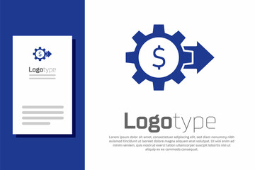 Blue Gear with dollar symbol icon isolated on white background. Business and finance conceptual icon. Logo design template element. Vector