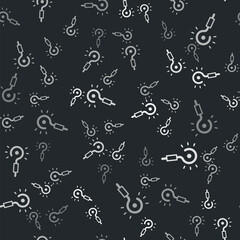 Grey Magic wand icon isolated seamless pattern on black background. Star shape magic accessory. Magical power. Vector